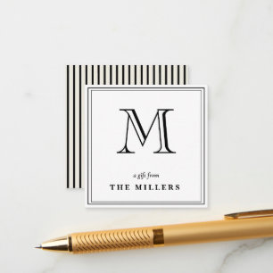 Classic Black & Ecru Monogram Gift Tags Enclosure Card