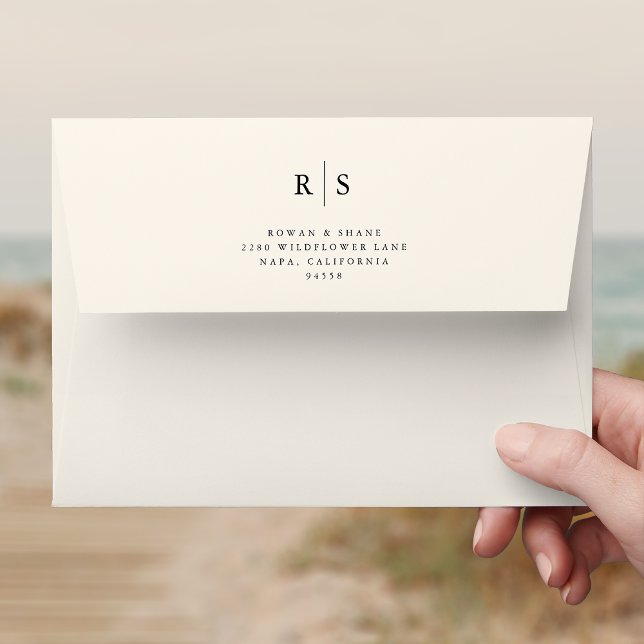 Classic Black & Ecru Monogram Wedding Envelope (Creator Uploaded)