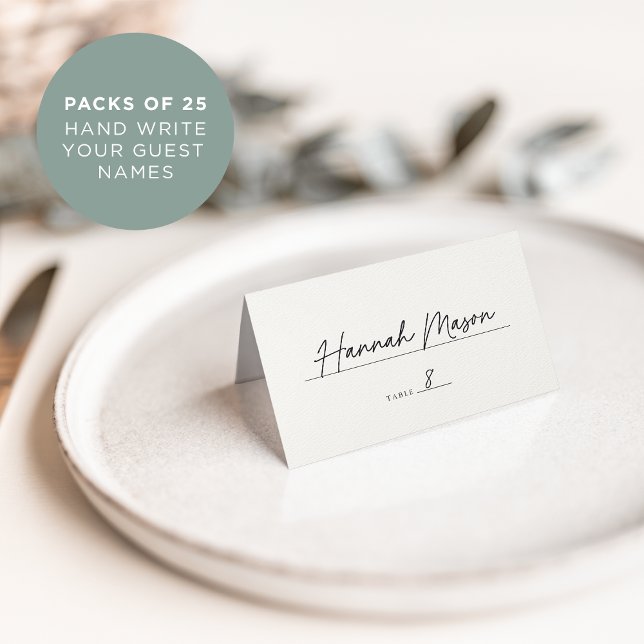 Classic Black & Ecru Monogram Wedding Place Card (Creator Uploaded)