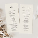Classic Black & Ecru Monogram Wedding Program<br><div class="desc">Share your wedding ceremony and bridal party details in elegant style with these monogram wedding programs in warm ivory ecru with your initials in traditional serif black lettering,  bisected by a thin vertical line. Customise the front with your ceremony details,  and add your wedding party to the back.</div>