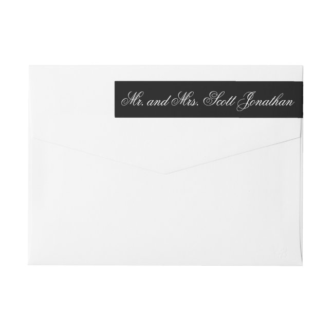 Classic Black Elegant Calligraphy Minimal Wrap Around Label (Back)