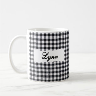 Classic Black Gingham Personalised Name Coffee Mug