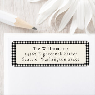 Classic Black Gingham Plaid Custom Return Address Label