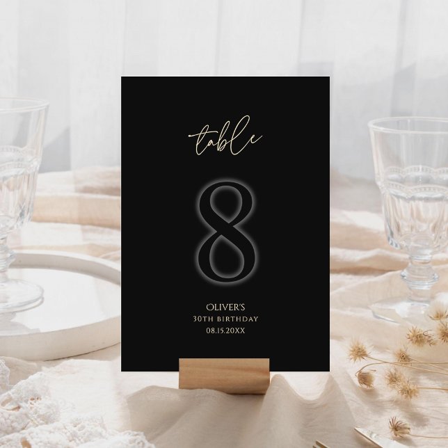 Classic Black Gold 30th Birthday Table Number 8 (Classic Black Gold 30th Birthday Table Number 8)