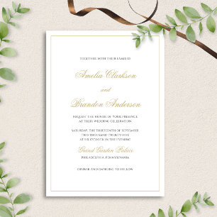 Classic Black & Gold Border Formal Script Wedding Invitation