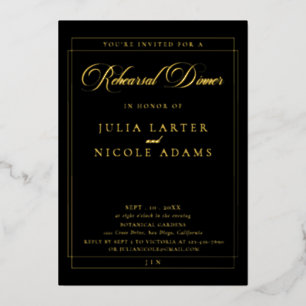 Classic Black Gold Calligraphy Rehearsal Dinner