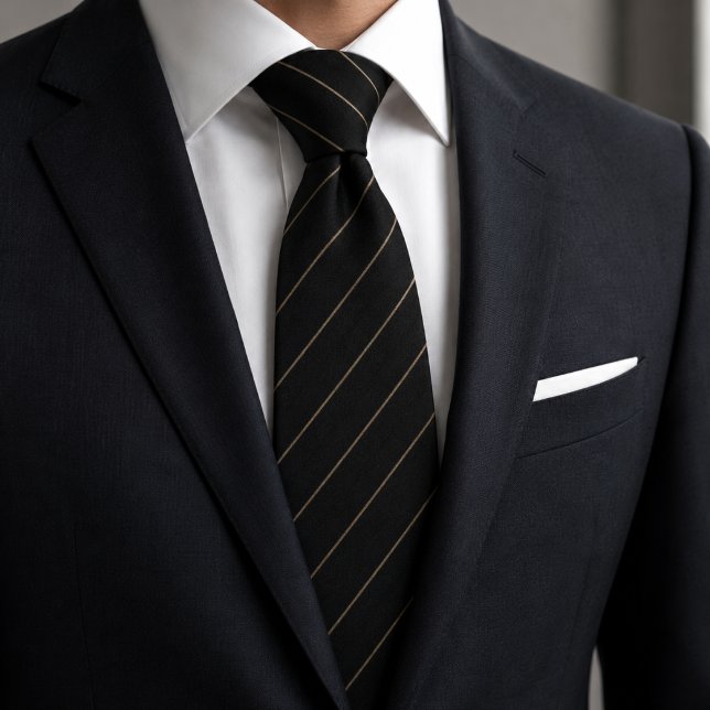 Classic Black & Gold Fine Stripe Tie (Creator Uploaded)