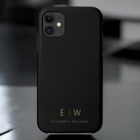 Classic Black Gold Minimalist Monogram Name