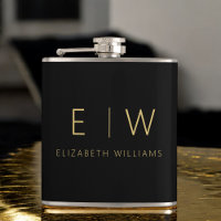 Classic Black Gold Minimalist Monogram Name