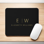 Classic Black Gold Minimalist Monogram Name Mouse Pad<br><div class="desc">Upgrade your workspace with our Classic Elegant Modern Minimalist Monogram Mouse Pad. This sophisticated mouse pad seamlessly marries timeless elegance with contemporary minimalism, adding a touch of refinement to your desk. Crafted with meticulous attention to detail, this mouse pad is more than just a functional accessory; it's a personalised statement....</div>