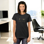 Classic Black Gold Minimalist Monogram Name T-Shirt<br><div class="desc">Elevate your style with our Monogram Black Gold Modern Minimalist Elegant T-Shirt. This wardrobe essential seamlessly blends classic sophistication with contemporary minimalism, making it a versatile and stylish addition to your collection. Crafted with meticulous attention to detail, this T-shirt is more than just clothing; it's a personalised statement. The customisable...</div>