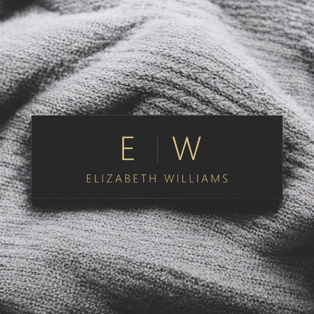 Classic Black Gold Minimalist Monogram Name Tag (Creator Uploaded)