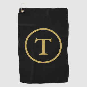 Classic Black & Gold Monogrammed  Golf Towel