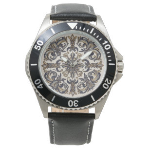 Classic Black Gold Mosaic Artwork,Men Watch