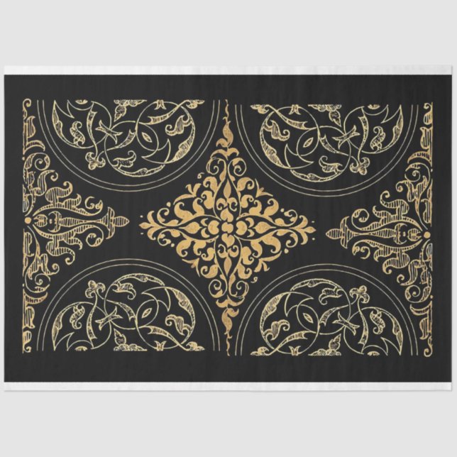 Classic Black & Gold Ornamental Tissue Paper (Front)