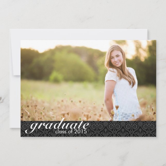 Classic Black Graduation Announcement - Invite (Front)