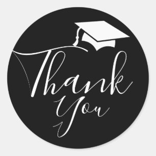 Classic Black Graduation Cap Round Sticker
