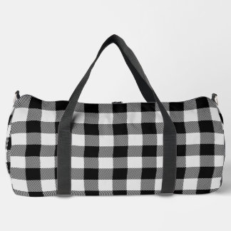 classic black grey gingham throw pillow duffle bag