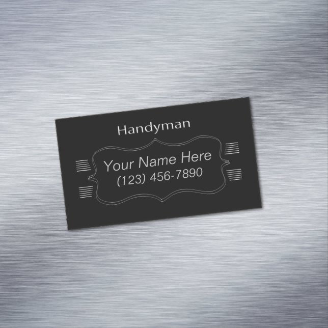 Classic Black & Grey Handyman Business Card Magnet (In Situ)