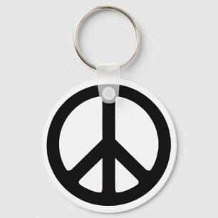 Classic Black Groovy Peace Symbol Key Ring