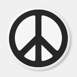 Classic Black Groovy Peace Symbol Magnet