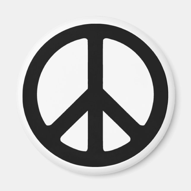 Classic Black Groovy Peace Symbol Magnet (Front)