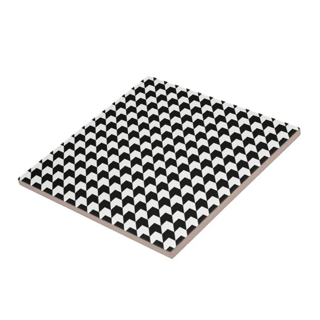 Classic black houndstooth pattern ceramic tile (Side)