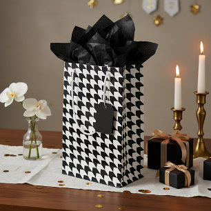 Classic black houndstooth pattern small gift bag
