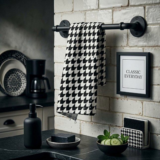 Classic black houndstooth pattern tea towel (Creator Uploaded)