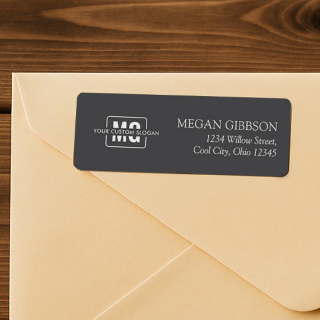  Classic Black Initials Monogram Return Address Label (Creator Uploaded)