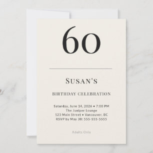 Classic Black & Ivory 60th Birthday Celebration Invitation