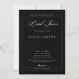 Classic Black Ivory Calligraphy Bridal Shower Invitation