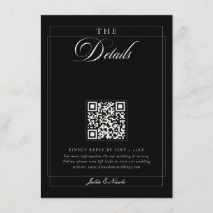 Classic Black Ivory Calligraphy QR Code Details Enclosure Card