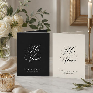 Classic Black Ivory Calligraphy Wedding Her Vows Card