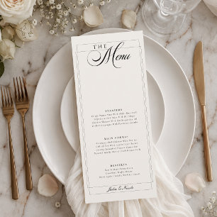 Classic Black Ivory Calligraphy Wedding Menu