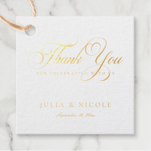 Classic Black Ivory Script Calligraphy Wedding Favour Tags