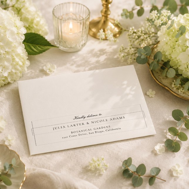 Classic Black Ivory White Calligraphy Wedding Envelope (Creator Uploaded)