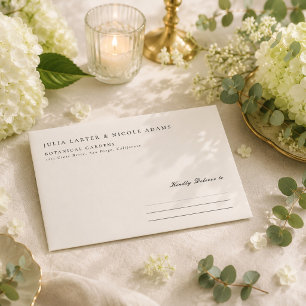 Classic Black Ivory White Calligraphy Wedding Envelope