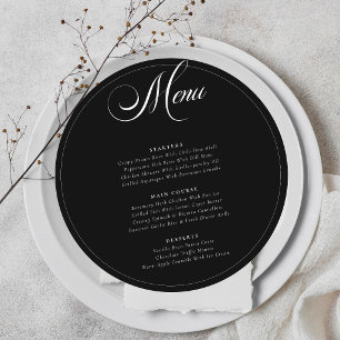Classic Black Ivory White Calligraphy Wedding Menu