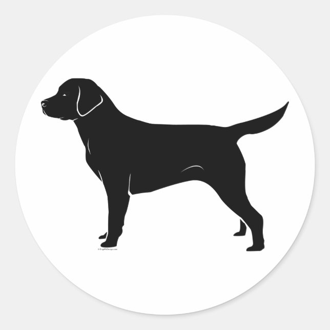 Classic Black Labrador Retriever Silhouette Classic Round Sticker (Front)