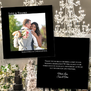 Classic Black Love & Thanks Photo & Note Wedding Thank You Card