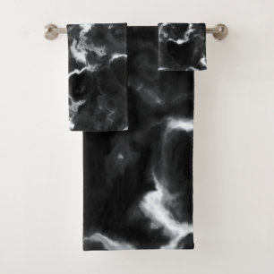 Classic Black Marble texture grey white custom diy Bath Towel Set