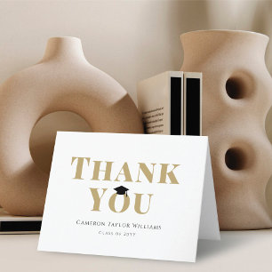 Classic Black Mortarboard Graduation Cap Photo Thank You Card