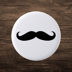 Classic Black Moustache 6 Cm Round Badge