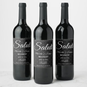 Classic Black Pattern Wine Label
