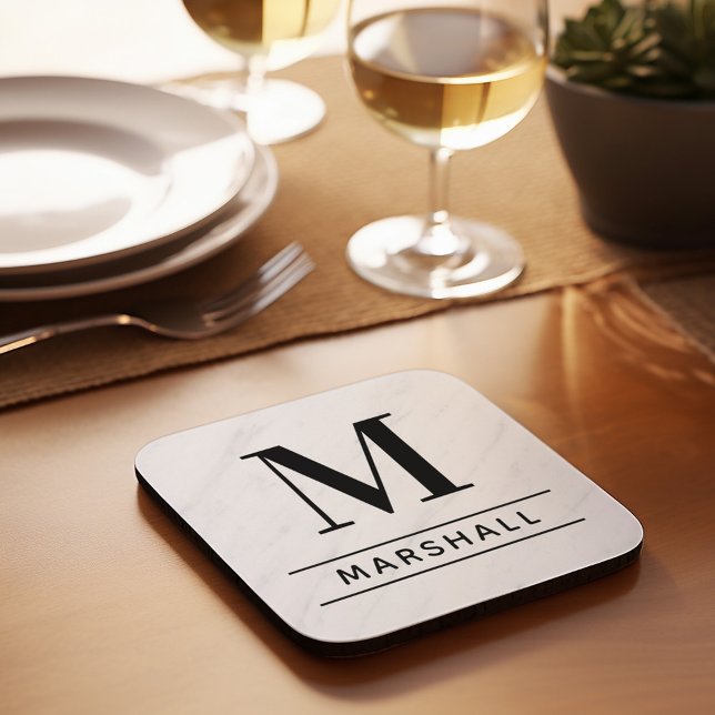 Classic Black Personalised Family Monogram Initial Coaster (Creator Uploaded)