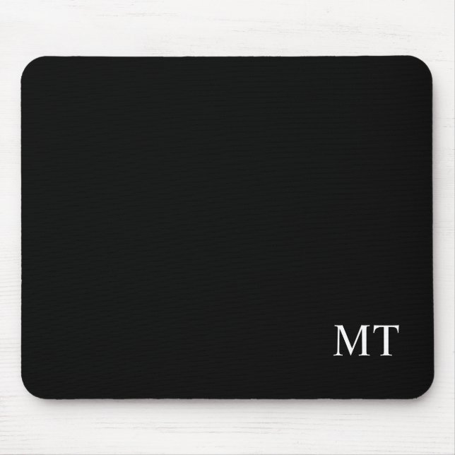 Classic Black Personalised Monogram Mouse Pad (Front)