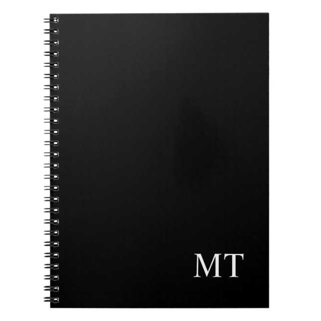 Classic Black Personalised Monogram Notebook (Front)
