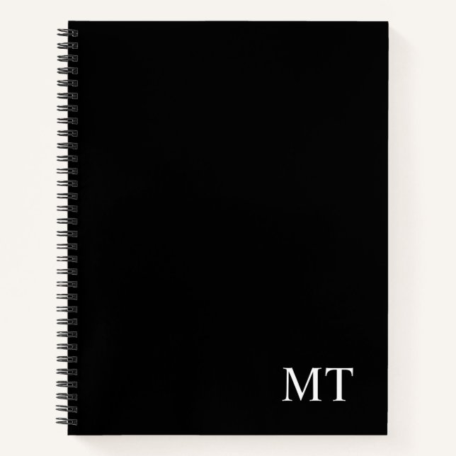 Classic Black Personalised Monogram Notebook (Front)