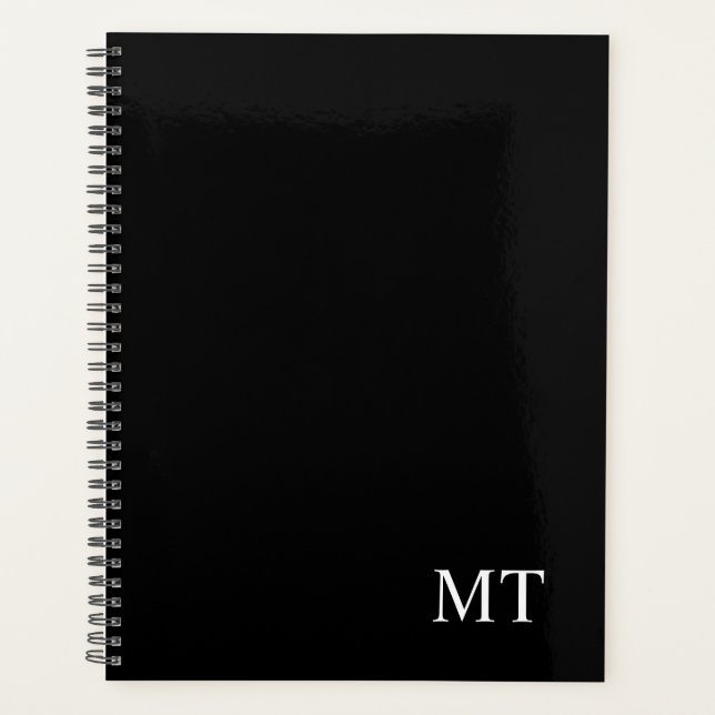 Classic Black Personalised Monogram Planner (Front)